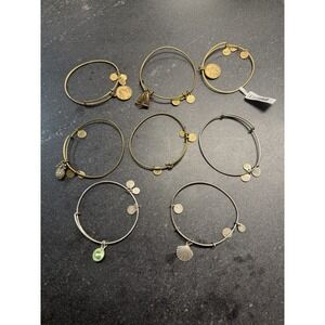 Alex And Ani Bangle Bracelet Lot Of 8 Mixed Stack Fleur De Lis Pineapple Marine